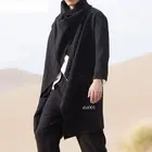 Men's Cotton Linen Shawl Open Front Drape Cape Coat Cloak Jacket Cardigan Casual