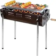 Portable Smokeless Charcoal BBQ Grill - Outdoor Camping Small Tabletop Cooking Mini Barbecue - Built in Fan Power Battery Or Phone Charge