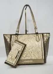SET of Brahmin Medium Asher Tote/Shoulder Bag +Ady Wallet in Rose Gold Bourdelle