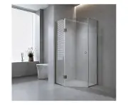 100cm Frameless Diamond Shower Screen with White Channels and Brass Hinges