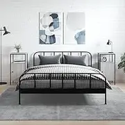 Grey Sonoma Nightstand Table, Engineered Wood Bedside Cabinets - Living Room Furniture, Bedroom Night Stand with Storage Drawers & Adjustable Feet (2 pcs)