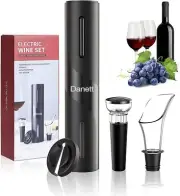Electric Wine Opener Set - Automatic Corkscrew with Foil Cutter, Black