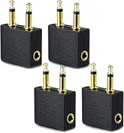 HEYUS [4 Pack] Airplane Headphone Audio Adapter, for Audio Jack to Plug Air Plane Flight Connector Dual Socket Headphone Audio Jack Male,Earphone Adaptor 3.5 mm 1/8 inch Fits Bose Beats
