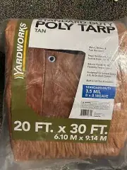20 x 30 ft. TAN Poly Tarp Canopy Tent Shelter Water UV Resistant Cover 3.5 mil