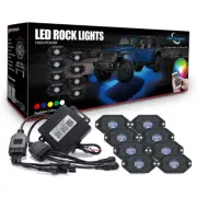 8x Pod RGB LED Rock Light Underbody Neon Glow Lamp Kit Bluetooth Control Music
