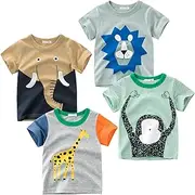 [TABNIX] Boys' Vehicle Short Sleeve Crewneck T-Shirts Top Tee Size 1-8 Years Toddler Boys' Value Pack Cotton T-Shirt