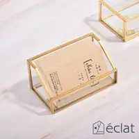 在飛比找momo購物網優惠-【Eclat】極致奢華金屬黃銅玻璃名片座/名片架/名片盒(飾