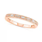 0.10 CT. T.W. Baguette and Round Natural Diamond Antique Vintage-Style Anniversary Band in Solid 10K Rose Gold