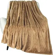 Too Fleece Blanket Super Soft Cozy Throw 50'' x 60'', Lightweight Fuzzy Comfy Textured Flannel Winter Warm Plush Blankets for Couch, Sofa, Bed, Camel Throw-50'' 60''