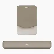 MOSISO Wrist Rest Support for Mouse Pad&Keyboard Set, Rectangular Ergonomic Mousepad Non-Slip Base Home/Office Pain Relief&Easy Typing Pad with Neoprene Cloth&Raised Curved Memory Foam, Bronze Brown