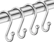 Silver Shower Curtain Hooks,Rust Proof Shower Curtain Rings for Bathroom