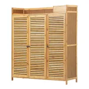 Oikiture Shoe Storage Cabinet Rack Organiser 3 Doors Adjustable Shelf