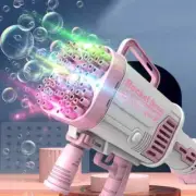 64 Hole Rocket Glowing Gatling Bubble Gun Toy Electric Automatic Bubble Machine