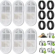6 Pack Cat Water Fountain Filters,Replacement Filters & Replacement Pre-Filter Sponges for 3.2L/108oz Pet Water Fountain with Water Level Window