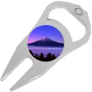 Snow Capped Mountain Golf Ball Marker Divot Repair Tool Bottle Opener