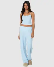EDIKTED Womens Petal Printed Waffle Pants MIX
