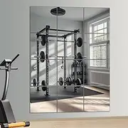 VSAR House Home Gym Mirror, 12Pcs 12" × 12" Square HD Glass Wall Mirror for Gym, Frameless Full Length Self Adhesive Wall Mirror Tiles for Wall Decor, Bedroom, Living Room, Over The Door