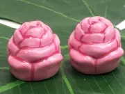 Pfaltzgraff Mini Ceramic Rose Petal Salt & Pepper Shakers