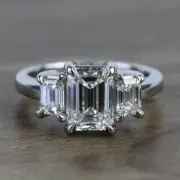 Emerald Cut 3.10 Ct White Diamond Engagement Wedding Ring 14K White Gold Over
