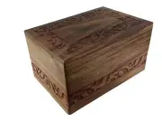 Wooden Urn Box - Urn for Human Ashes Funeral Cremation Urn with Hand Carved D...
