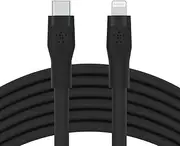 Belkin BoostCharge Flex Silicone USB Type C to Lightning Cable (3M/10ft), MFi Certified 20W Fast Charging PD Power Delivery for iPhone 14/14 Plus, 13, 12, Pro, Max, Mini, SE, iPad and More - Black