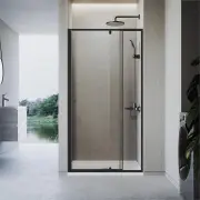 Elegant Showers Semi-Frameless Shower Screen Pivot Door Adjustable Black, 900mm