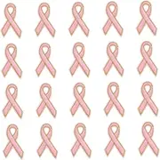 BEBEMOKO 20Pcs Ribbon Shaped Patches for Breast Cancer Awareness Creative Clothing Repair and Decoration Unique DIY Apparel Patches for Outfits and Accessories