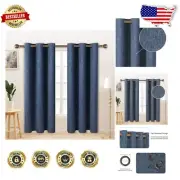 Heavyweight Linen Look Blackout Drapes - Energy Efficient Grommet Curtains 40x84