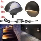 50mm 12V Warm White Black Half Moon Outdoor Path LED Deck Stair Step Fence Light