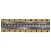 WESTPORT QUILTED TABLE RUNNER 13X48" BLUE / WHITE STARS KHAKI BORDER AMERICANA