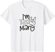 [X.Style] Kids I'm This Many Rock n Roll Two 2nd Birthday Girl Boy 2 Years ds926 T-Shirt (S) White