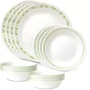New Corelle 16-Piece Spring Blossom Green Dinnerware Set 1150499