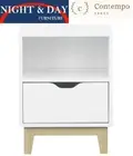 new Alma Scandi 1 Shelf 1 Drawer Bedside Table chest Two Tone CONTEMPO Range
