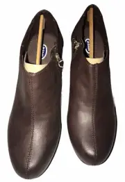 Dr Scholl’s Headline Wedge Heel Drk Brown Booties, Memory Foam , Side Zip Sz 10M