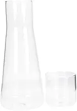 LABRIMP Water Carafe Glass Cup Set 2pcs Large Mug Set Carafe for Water Glass Pitcher Elegant for Bedroom