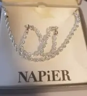 Napier Silver Tone Twisted Chain Bracelet and Earring Set NIB