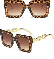 [Nltyou] Vintage Oversized Square Sunglasses for Women,Retro Womens Luxury Big Large Leopard Cheetah Sun Glasses