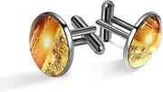 [Generic] Men's Cufflinks, African Savanna Zebra Cuff Links for Men, Classic Cufflinks Black for Suit Shirt Wedding Business Birthday Jewelry Gift