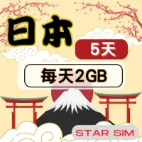 在飛比找momo購物網優惠-【星光卡 STAR SIM】日本上網卡5天每天2GB 高速流