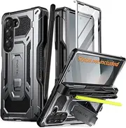 [Poetic] Spartan Case for Galaxy Z Fold 6, [Hinge Protection][Kickstand][Compatible with Fold 3/4/5/6 S Pen] Full-Body Protective Rugged Cover with Pencil Holder, Screen Protector, Metallic Gun Metal