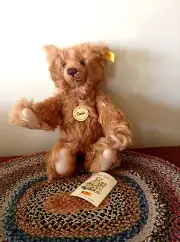 STEIFF "CLASSIC TEDDY BEAR"EAN 005114-CINNAMON MOHAIR-11"-PRESS ME VOICE-