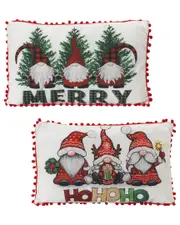 Gerson International Set Of 2 Christmas Holiday Gnome Throw Pillow Dcor