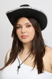 Black Sequin Detail Festival Cowboy Hat