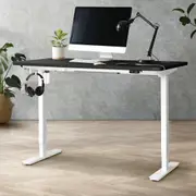 Oikiture 140CM Electric Standing Desk Single Motor Height Adjustable Sit Stand Table Top Black