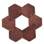 1/2/3 Set Wooden Puzzle Coasters Heat-Resistant Table Placemat Restaurant Decor