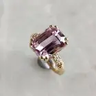 6.31Ct Natural Kunzite Diamond Ring 14K Gold Zodiac February Birthstone Band
