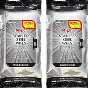 2 x Magic Stainless Steel Wipes Streak Free Formula Cleans & Polishes Removes and Resists Fingerprints - 20 Wipes per pack