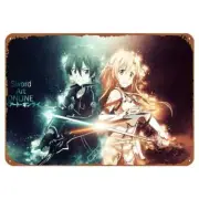 Anime Kirito & Asuna from sword Art Online anime Metal Poster Sign 12"x8" Art