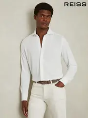Reiss White Bobby Modal Blend Cutaway Collar Shirt (N72489) | $195