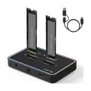 M.2 Duplicator Cloner Dual-Bay Offline USB C to NVME SATA Docking Station, M....